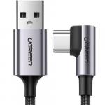 Kabel kątowy Ugreen USB-A / USB-C Quick Charge 3.0, 1m, szary