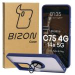 Etui z uchwytem na palec Bizon Case Hybrid Ring do Realme C75 4G / 14x 5G, przydymione z granatową ramką