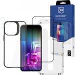 Etui + szkło na ekran i aparat 3mk Comfort Set do iPhone 15 Pro Max, przezroczysto-czarne