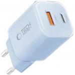 Ładowarka sieciowa Tech-Protect NCM33W 2-PORT NETWORK 33W USB-C PD, USB-A QC 3.0, jasnoniebieska