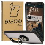 Etui z uchwytem na palec Bizon Case Hybrid Ring do Oppo Reno 12 Pro, przydymione z czarną ramką