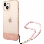 Etui Guess Hardcase Translucent Pearl Strap do iPhone 14 Plus, różowe