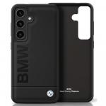 Etui BMW Leather Big Wordmark do Galaxy S25 Plus, czarne