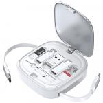 Kabel rozwijany 3w1 USAMS US-SJ650 MicroUSB/USB-C/Lightning 60W, srebrny