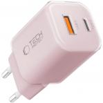 Ładowarka sieciowa Tech-Protect NCM33W 2-PORT NETWORK 33W USB-C PD, USB-A QC 3.0, jasnoróżowa