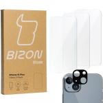 3x Szkło + szybka na aparat BIZON Clear 2 Pack do iPhone 15 Plus