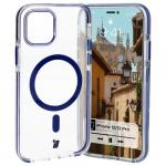 Etui z pierścieniem magnetycznym Bizon Case Marco do iPhone 12 Pro / 12, przezroczyste z niebieską ramką