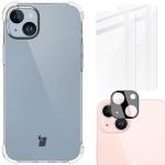 Etui + 2x szkło + obiektyw Bizon Case Clear Pack do iPhone 15 Plus, przezroczyste