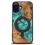 Drewniane etui do iPhone 16 Plus, Bewood Unique Turquoise do MagSafe