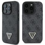 Etui Guess Hardcase Leather 4G Triangle Strass do iPhone 16 Pro Max, czarne