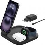 Ładowarka indukcyjna Belkin Boost Foldable 3w1 Qi2 15W WIZ029 dla iPhone z MagSafe / Apple Watch / AirPods, czarna