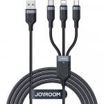 Kabel do ładowania / przesyłania danych Joyroom 3w1 USB-A do USB-C / Lightning / MicroUSB 3.5A, 1,2m, czarny