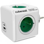 Listwa zasilająca / przedłużacz Cubenest PowerCube Original USB-A, USB-C, PD 20W, 4x AC Typ E, zielona