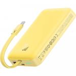 Powerbank indukcyjny Qi, z wbudowanym kablem USB-C, Baseus Magnetic Mini, do MagSafe, 10 000mAh, 30W, żółty