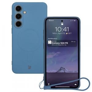 Silikonowe etui z pierścieniem magnetycznym Bizon Case Silicone Magnetic Sq do Galaxy S24 FE, granatowe