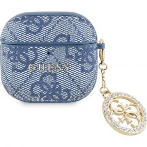 Etui Guess 4G Strass Charm Case AirPods 4, niebieskie