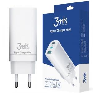 Ładowarka sieciowa 3mk Hyper Charger 1xUSB-A, 2xUSB-C QC 4.0, PD 65W, biała