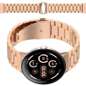 Pasek ze stali nierdzewnej Bizon Strap Watch Aura do Google Pixel Watch 3 / 2 / 1 41 mm, różowozłoty