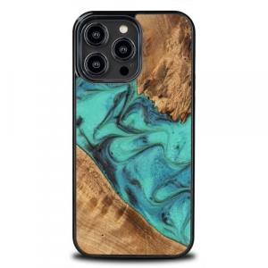 Drewniane etui Bewood iPhone 15 Pro Max, Turquoise MagSafe