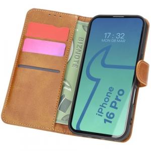 Etui z klapką Bizon Case Pocket do iPhone 16 Pro, brązowe