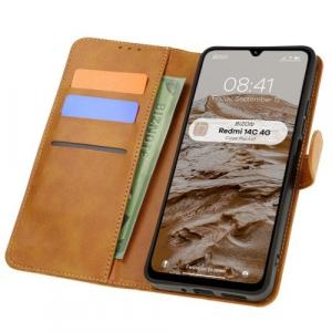 Etui z klapką Bizon Case Pocket do Xiaomi Redmi 14C 4G, brązowe