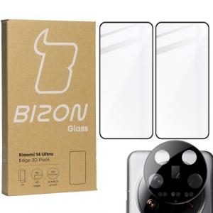 2x Szkło + szybka na aparat Bizon Edge 3D Pack do Xiaomi 14 Ultra