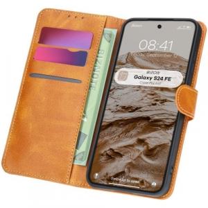 Etui z klapką Bizon Case Pocket do Galaxy S24 FE, brązowe