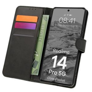 Etui z klapką Bizon Case Pocket do Realme 14 Pro 5G, czarne