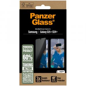 Szkło hartowane na cały ekran PanzerGlass Ultra-Wide Fit Privacy do Galaxy S25 Plus, prywatyzujące