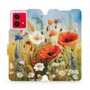 Etui z klapką do Motorola Moto G84 5G, Mobiwear Book, łąkowe kwiaty