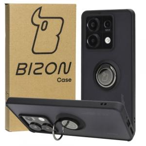 Etui z uchwytem na palec Bizon Case Hybrid Ring do Xiaomi Redmi Note 13 5G, przydymione z czarną ramką