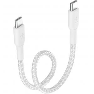 Kabel Belkin Boost Charge Braided USB-C do USB-C 15cm do Android Auto / Apple CarPlay, biały