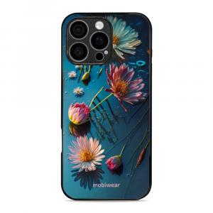 Etui ochronne do iPhone 16 Pro Max, Mobiwear Glossy Case, niebiesko-kwieciste