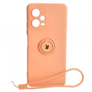 Etui Bizon Case Silicone Ring Sq do Xiaomi Redmi Note 12 5G/Poco X5, pomarańczowe