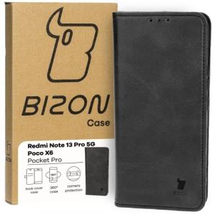 Etui z klapką Bizon Case Pocket Pro do Xiaomi Poco X6 / Xiaomi Redmi Note 13 Pro 5G, czarne