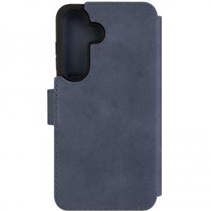 Etui zamykane z naturalnej skóry Fixed ProFit do Galaxy S25, niebieskie