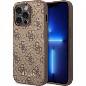 Etui Guess 4G Metal Gold Logo do iPhone 14 Pro Max, brązowe