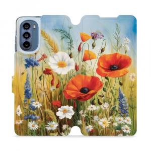 Etui z klapką do Motorola Moto G62 5G, Mobiwear Book, łąkowe kwiaty