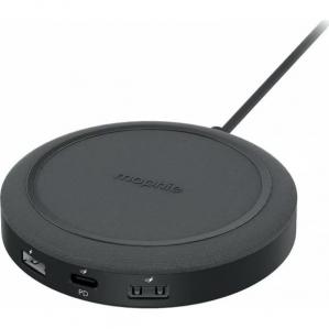 Ładowarka indukcyjna, hub ładujący 4w1, Mophie Qi 10W, USB-C/USB-A 20W, czarna