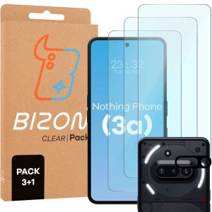 3x Szkło hartowane + szybka na aparat Bizon Glass Clear 2 Pack do Nothing Phone (3a)