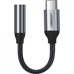 OUTLET: Kabel / adapter Ugreen przejściówka do słuchawek mini jack na USB-C, 10cm, szary