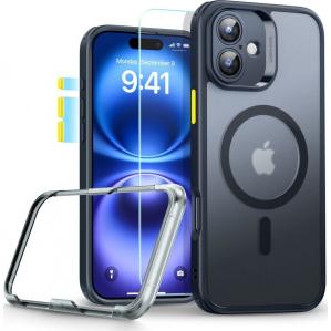 Zestaw etui + szkło, ESR Classic Pro Set HaloLock do iPhone 16 do MagSafe, półprzezroczysto-czarne