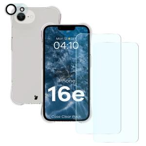Etui + 2x szkło hartowane + szkiełko na obiektyw Bizon Case Clear Pack do iPhone 16e