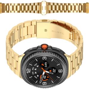 Pasek ze stali nierdzewnej Bizon Strap Watch Aura do Samsung Galaxy Watch 8 40 mm / 44 mm / 8 Classic 46 mm, złoty