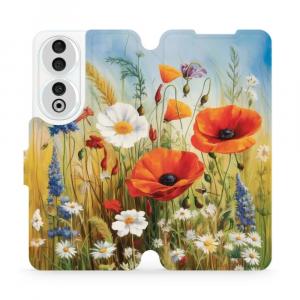 Etui z klapką do Honor 90, Mobiwear Book, łąkowe kwiaty