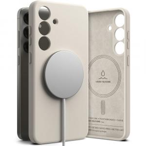 Etui Ringke Silicone Magnetic do MagSafe do Galaxy S25 Plus, beżowe