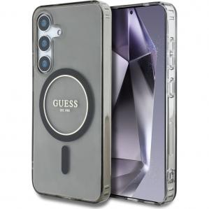 Etui Guess Glitter Circle Classic Logo do MagSafe do Galaxy S25, czarne