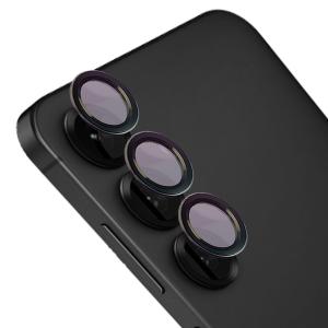 Szkło hartowane na aparat z aplikatorem Bizon Glass Snap Lens do Galaxy S25 Plus, 1 zestaw, czarna ramka