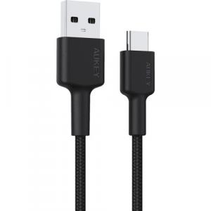 Kabel nylonowy Aukey USB-A do USB-C 2.0, QC, 15W, 90cm, czarny