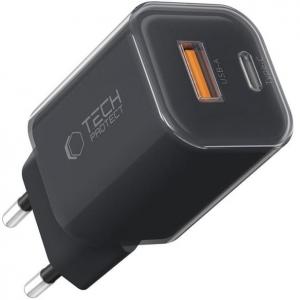 Ładowarka sieciowa Tech-Protect NCM33W 2-PORT NETWORK 33W USB-C PD, USB-A QC 3.0, czarna